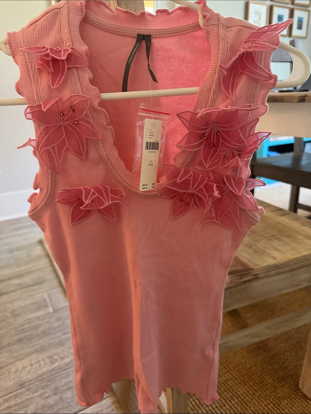 Anthropologie Applique Floral Tank